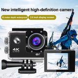 Ultra HD 4K Action Camera WiFi 20MP Waterproof 30M Vlog Cam 16GB Blue