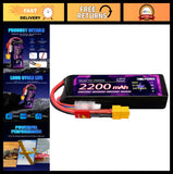 3S 2200mAh 50C Lipo Battery Pack with XT60 Plug for FPV Drone Quadcopter RC Airc