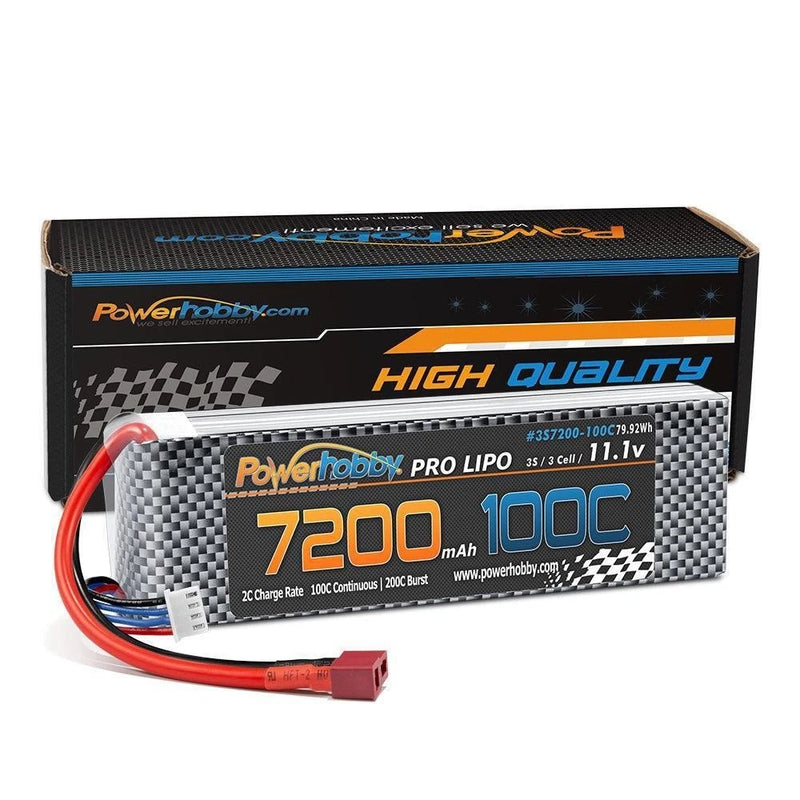 3S 11.1V 7200mAh 100C-200C Deans Lipo Battery Pack Powerhobby PHB3S7200100DEANS Battery
