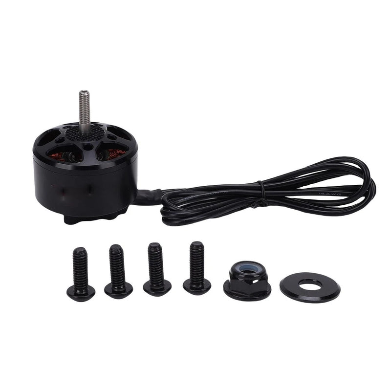 Brushless RC drone motor replacement with wiring, screws, and mounting hardware