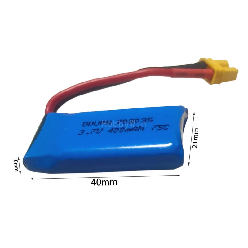 3.7V 1S 400mAh 75C LiPO Battery XT30 Plug for RC Airplane Heli Quad Copter Drone Battery