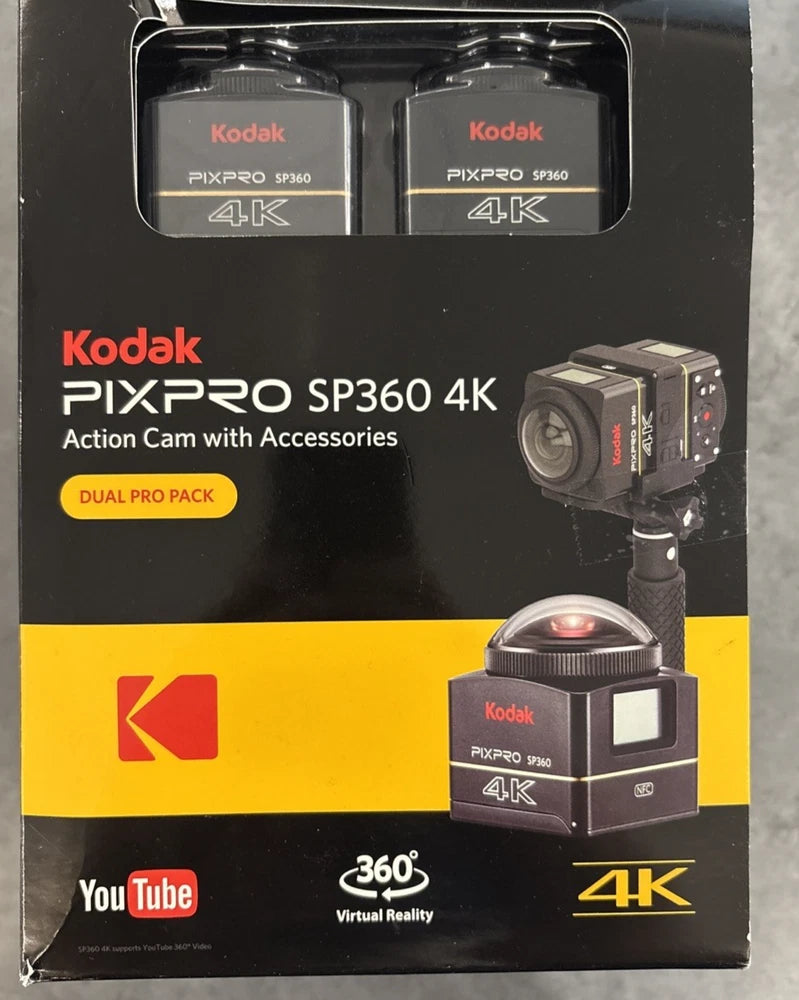 Kodak Pixpro SP360 4K Action Cam DUAL PRO PACK with Accessory bundle