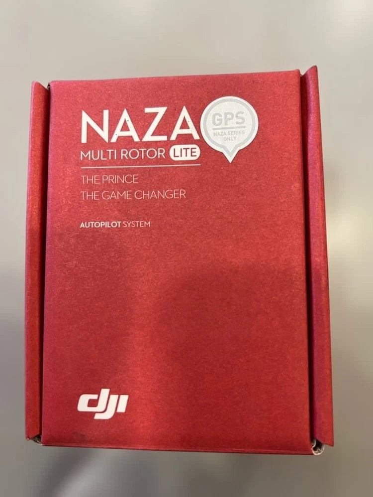 DJI NAZA Lite multi-rotor flight controller box with GPS badge on red packaging