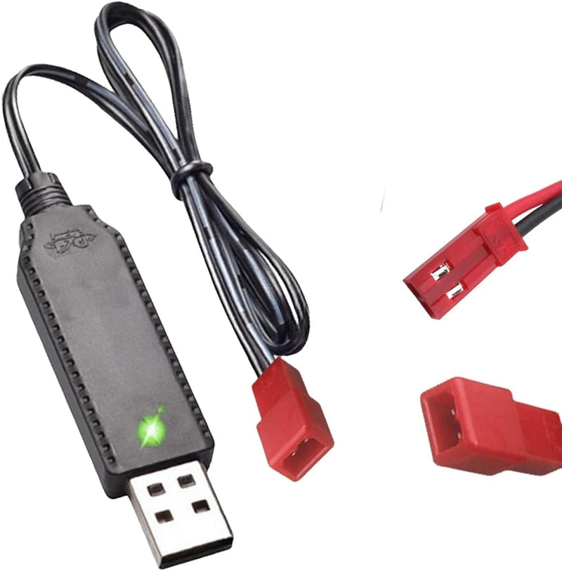 3.7V USB Charger Cable with JST 2 Pin Plug Compatible for RC Car, Plane, Tank Battery