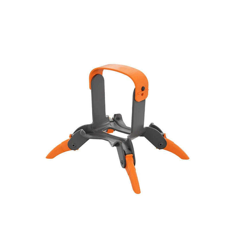 Orange and gray landing gear bracket with three tripod feet for drone