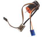 RC brushless motor and ESC combo with orange/black wires and blue connector