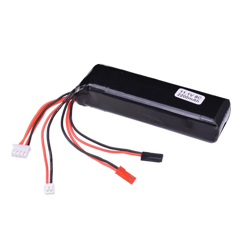 RC LiPo battery 11.1V 2200mAh 3S with JST/JR Futaba connector and lead wires