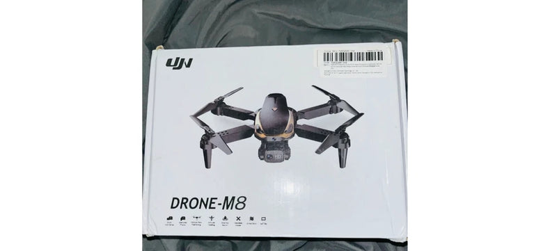 Quadcopter drone box with printed M8 drone image