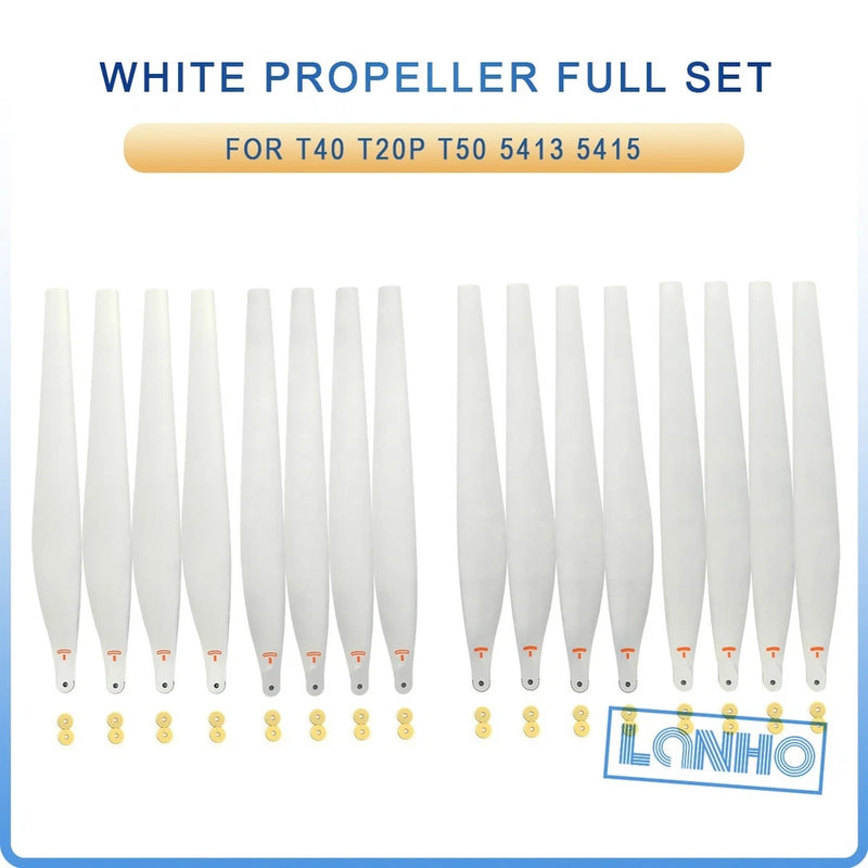 White drone propeller set, 16 blades with gaskets and mounts