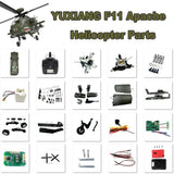 YUXIANG F11 Apache AH-64 RC Helicopter Blade ESC Lipo Battery Servo Landing Skid
