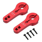 Red aluminum 25T steering servo arm horns, 2 pcs, with mounting screws