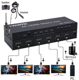 4K HDMI matrix switch 2x4, black 2-in 4-out splitter with port panel