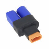 EC5-to-XT30 no-wire adapter with blue EC5 plug and orange XT30 male connector