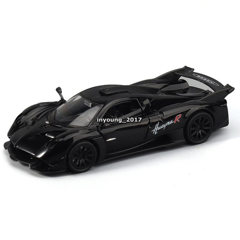 1:32 black Pagani Huayra R diecast toy car, detailed sports coupe