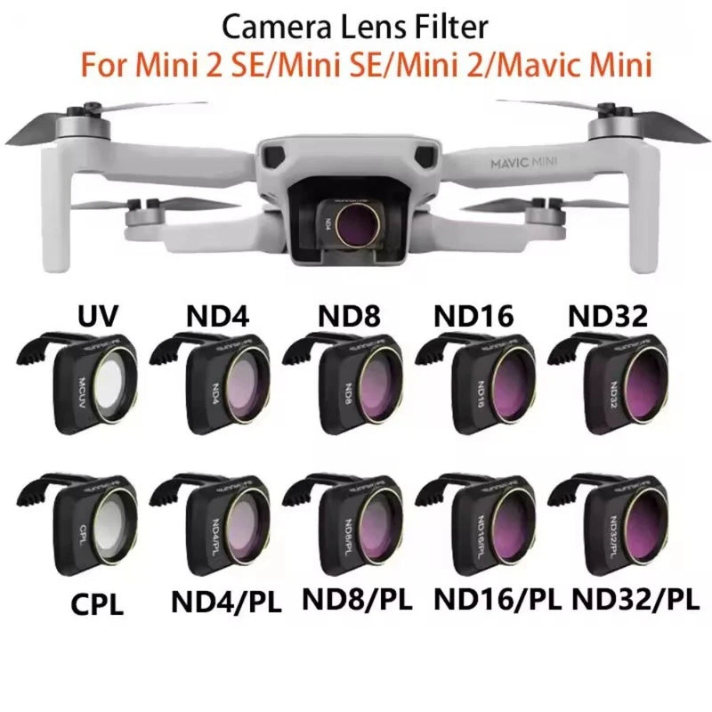 Camera lens filter set with UV, ND4-ND32, CPL, and ND/PL circular filters