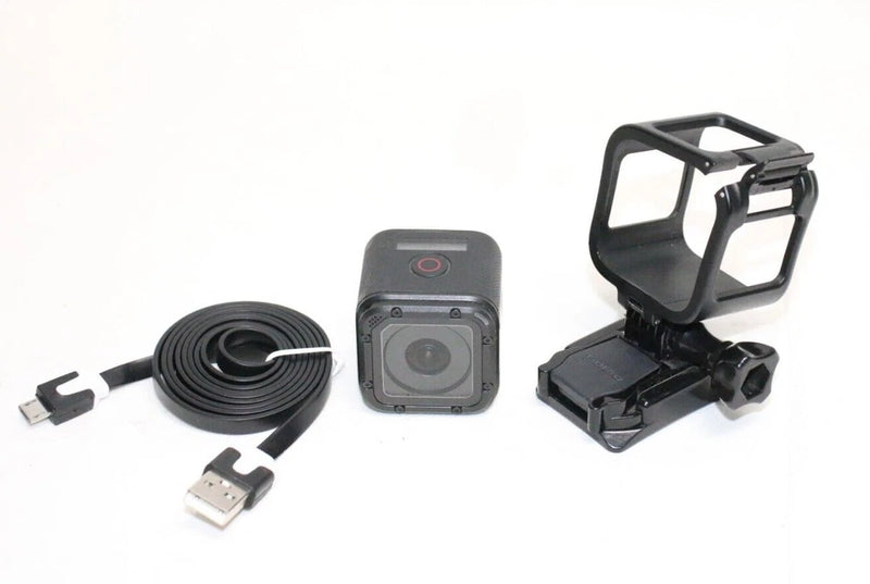 GoPro Hero Session action camera with USB cable and protective mounts