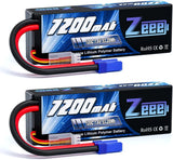 2S Lipo Battery 7200Mah 7.4V 120C with EC5 Connector (2 Pack) Battery
