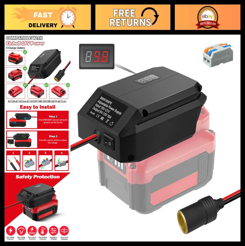 20V to 12V Step Down Converter Adapter for Power Wheels, RC Cars, DIY Projects, Converter