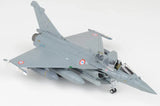 Grey Rafale fighter jet model with underwing missiles, 1/72 scale