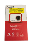 Red Polaroid action camera retail box with front camera lens window