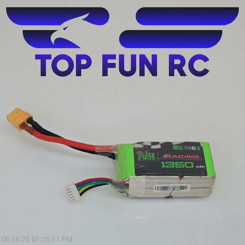 Pulse RC 1350MAH 4S 14.8V 75C Lipo Battery All Cells Balanced