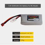Upgrade 7.4V 4200mAH 25C LiPo Battery Spare Part For WLTOYS 12428 12429 RC Model