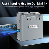 3 in 1 Two-Way Fast Charging Hub for DJI Mini 4K / Mini 2/ Mini 2SE Drone