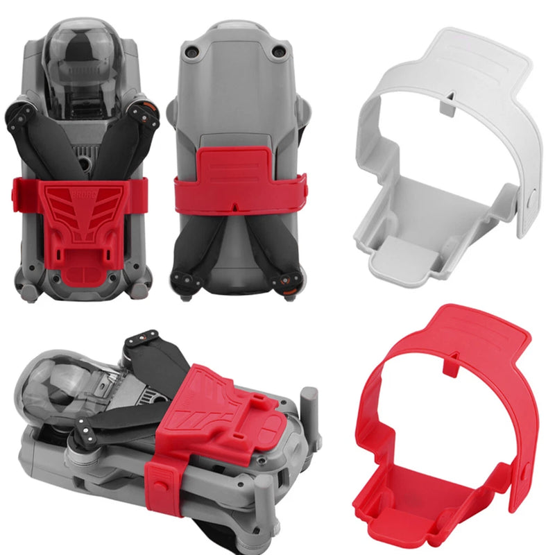 Drone propeller guard holders set with red and gray guards
