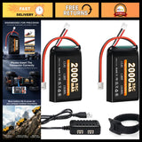 2000mAh 7.4V 35C 2S Lipo Battery with PH2.0 Plug & Charger - 2 Pack for RC Cars Battery