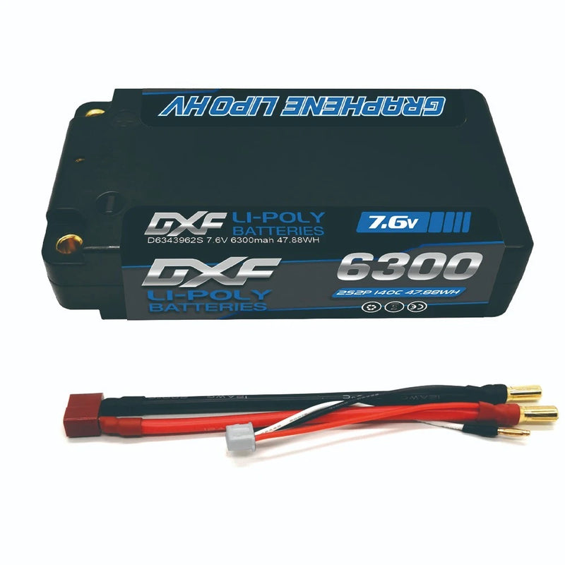 2x DXF 6300mAh 2S 7.6V 140C RC HardCase HV Shorty 1/8 Buggy Truggy Lipo Battery