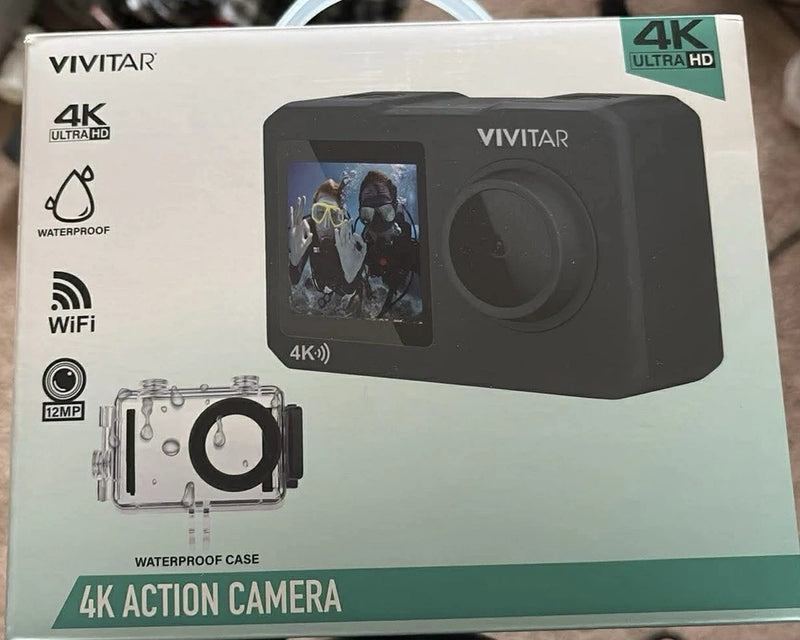 Vivitar 4K Action Camera Waterproof WiFi Black 12MP New