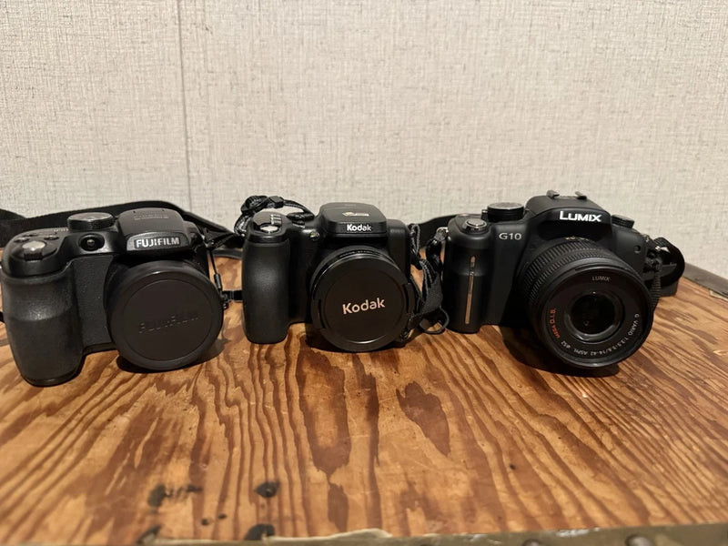 Panasonic Lumix G10 + Kodak + Fuji film Camera Lot AS IS PARTS OR REPAIR