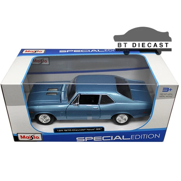 MAISTO 1970 70 CHEVROLET NOVA SS COUPE 1/24 DIECAST MODEL CAR BLUE 31262