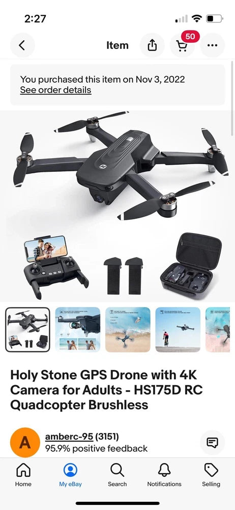 GPS quadcopter drone with 4K camera, remote controller and carrying case