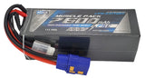 Black hard-case LiPo battery pack with red/black leads and blue QS8 connector