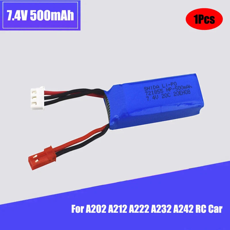 7.4V 500mah Lipo Battery JST plug for Wltoys A202 A212 A222 A232 A242 A252 RC Ca