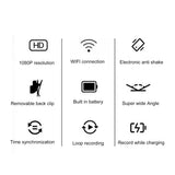 Pet Action Camera 90 Degree Wide Angle 1080P 2MP Wifi Body Worn Camera