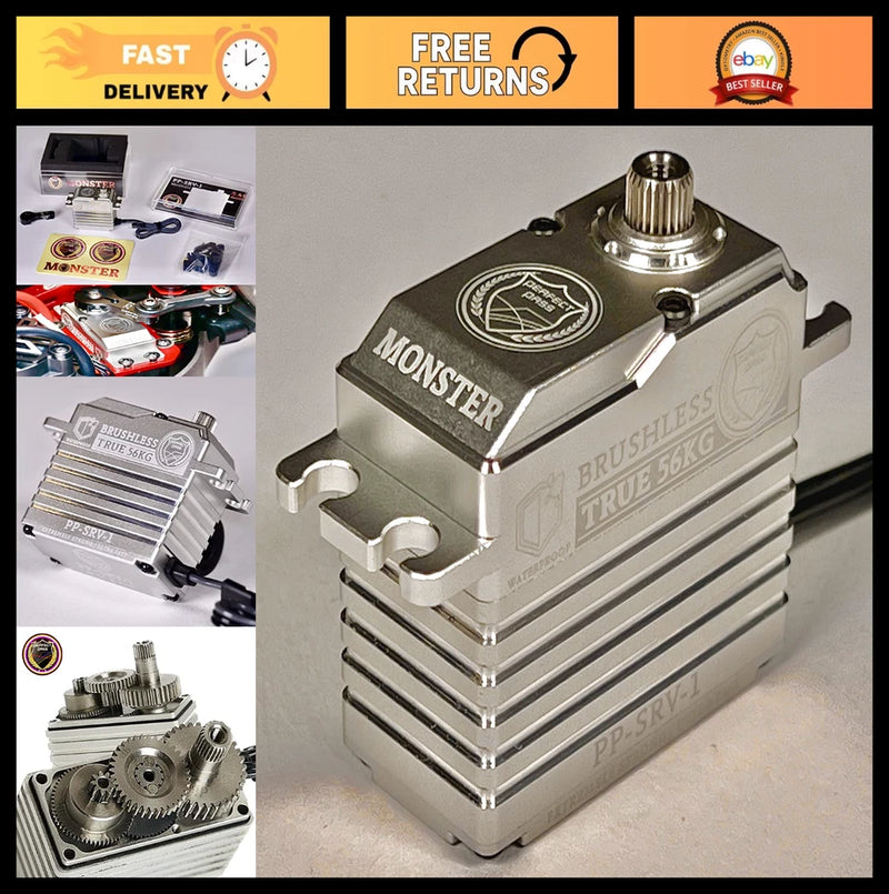 High Torque 56KG Waterproof Brushless Digital Servo for RC Car - Metal Gears, Fa