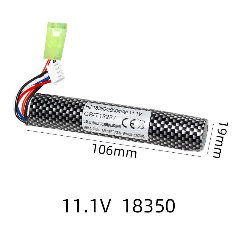 18350 2000mAh 11.1V Mini Tamiya Plug Lipo Battery For RC Water Gun Electric Toys Battery