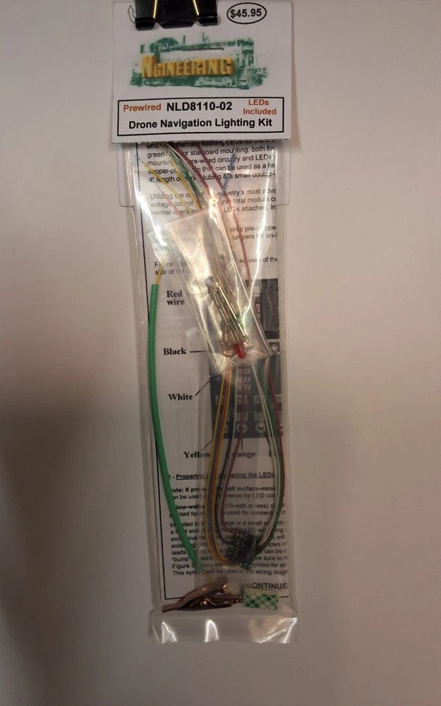 Drone navigation lighting kit with LED and wiring harness, in retail packaging