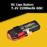 7.4V 2200mAh 60C 2S Lipo Battery XT60 Plug For RC Drone Helicopter Boat Car