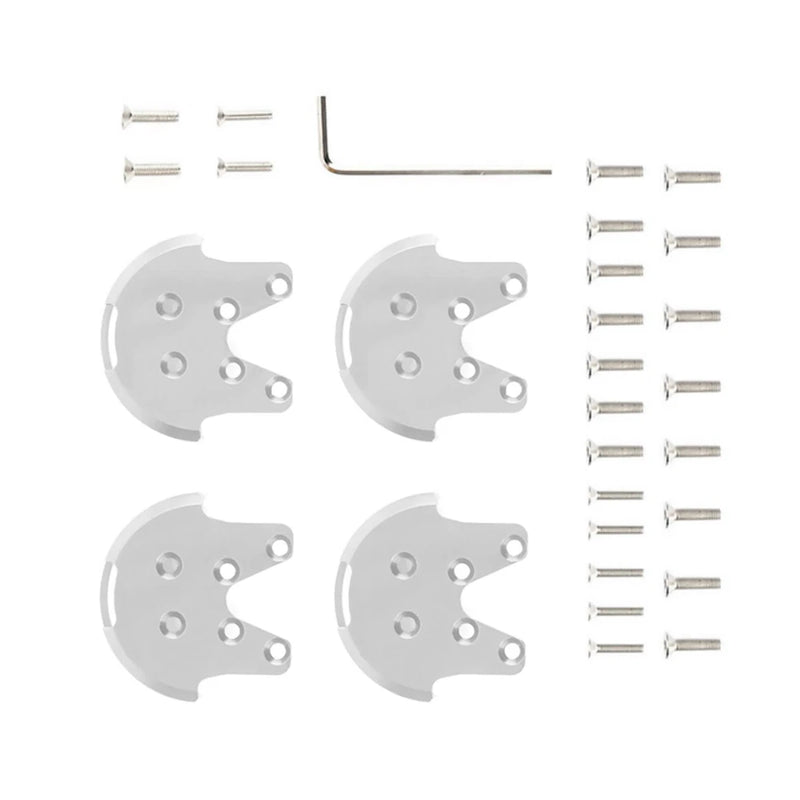 Alloy motor mount protective plate kit with 4 gray plates, screws, and hex key