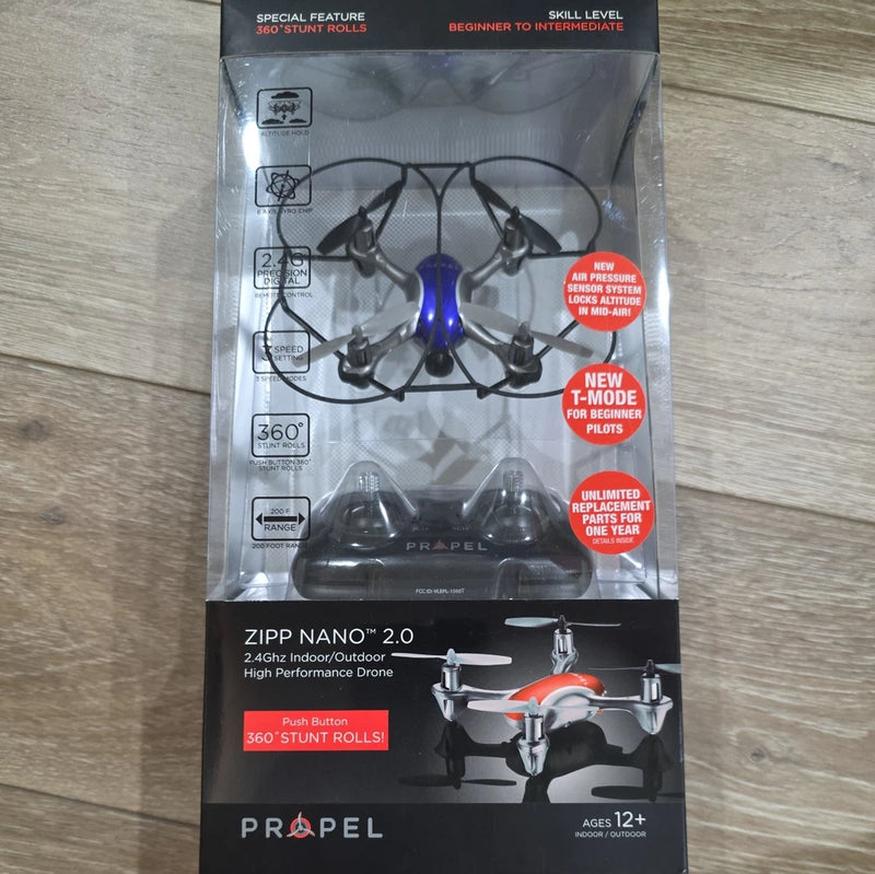 Propel Zipp Nano 2.0 blue nano quadcopter drone in retail package