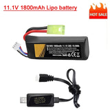 11.1V LiPo battery pack with mini Tamiya plug and USB charger