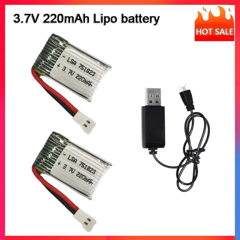 3.7V 220mah Lipo Battery For Hubsan H107 E010 NH010 F36 H36 T36 HS210 GD65A F180