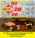 NASCAR DECAL #28 HAVOLINE 1993 FORD THUNDERBIRD DAVEY ALLISON 1/24 POWERSLIDE