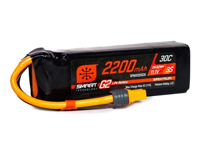 Spektrum Accessories 11.1V 2200mAh 3S 30C Smart G2 LiPo Battery: IC3 SPMX223S30 Battery