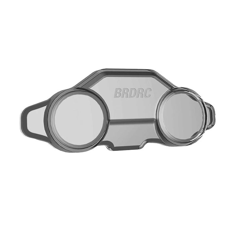 Protective lens cover case for drone with two circular shield openings, dark gray