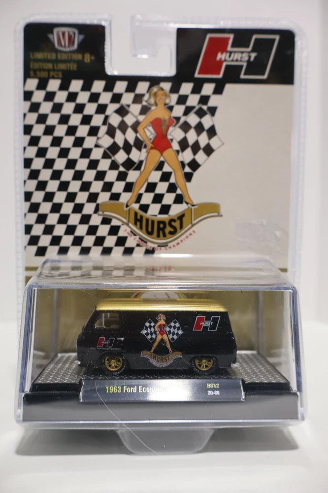 1963 FORD ECONOLINE VAN "HURST" BLACK & GOLD 1/64 DIECAST MODEL BY M2 31500 HS12
