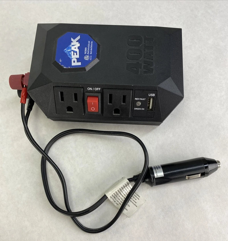 Peak PKC0M04 Mobile 400 Watts Automobile 2 AC Power Outlet w/ USB Charger